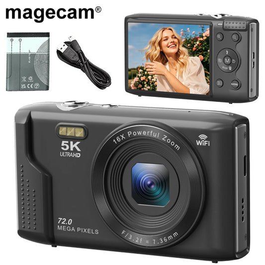 Magecam Digital Camera 5K 72MP 2.8inch LCD Screen 16X Zoom Vlogging Camera Vintage Vlog Video Recorder for Teens Adult Beginner - Universal Market