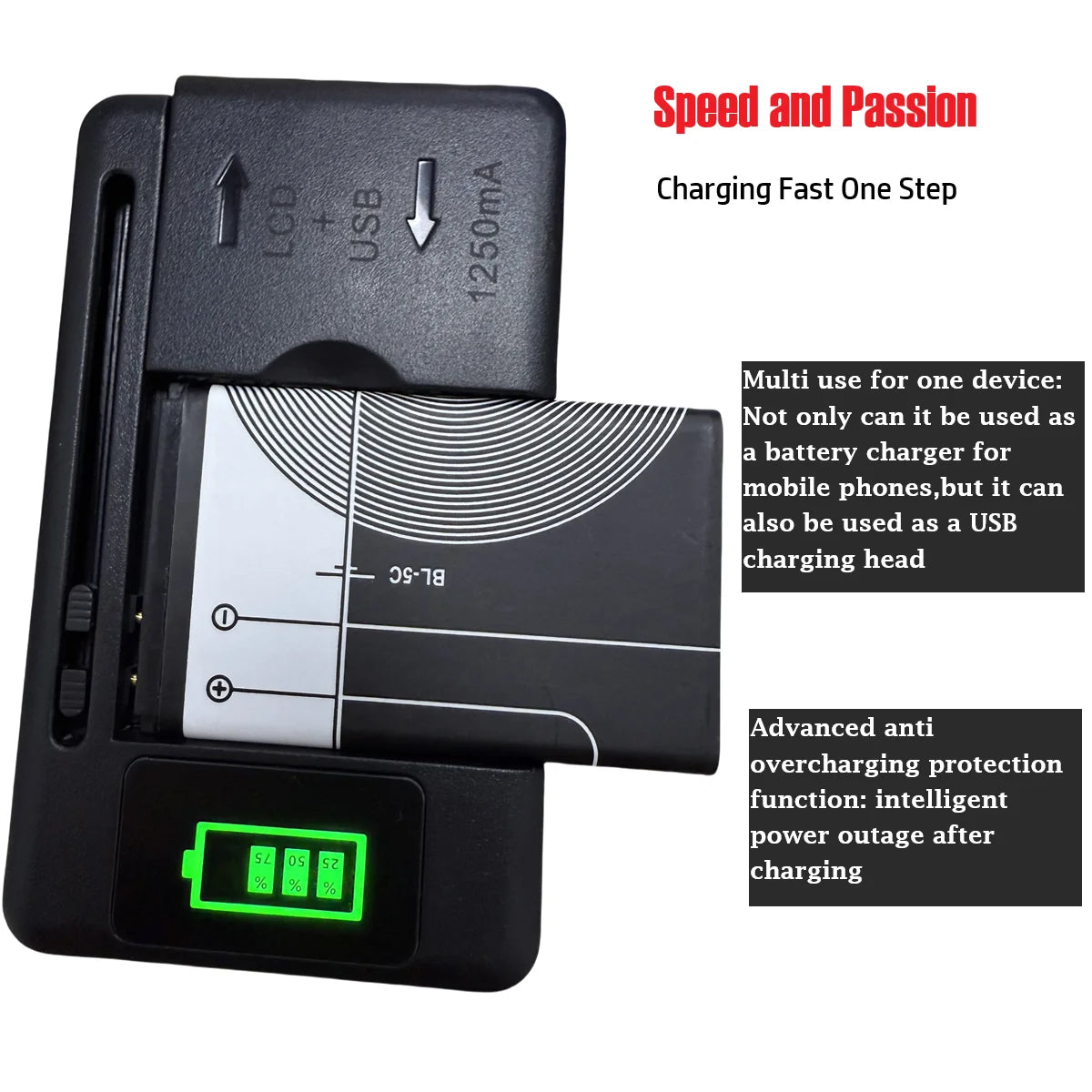 2022 Mobile Battery Charger Universal LCD Indicator Screen USB-Port For Cell Phone Chargers Battery Charging UK EU Plug