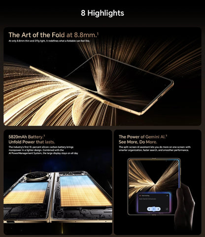 Global Version HONOR Magic V5 5G 16GB+512GB Foldable OLED Screen Snapdragon 8 Elite 5820 mAh Battery 50W Wireless SuperCharge