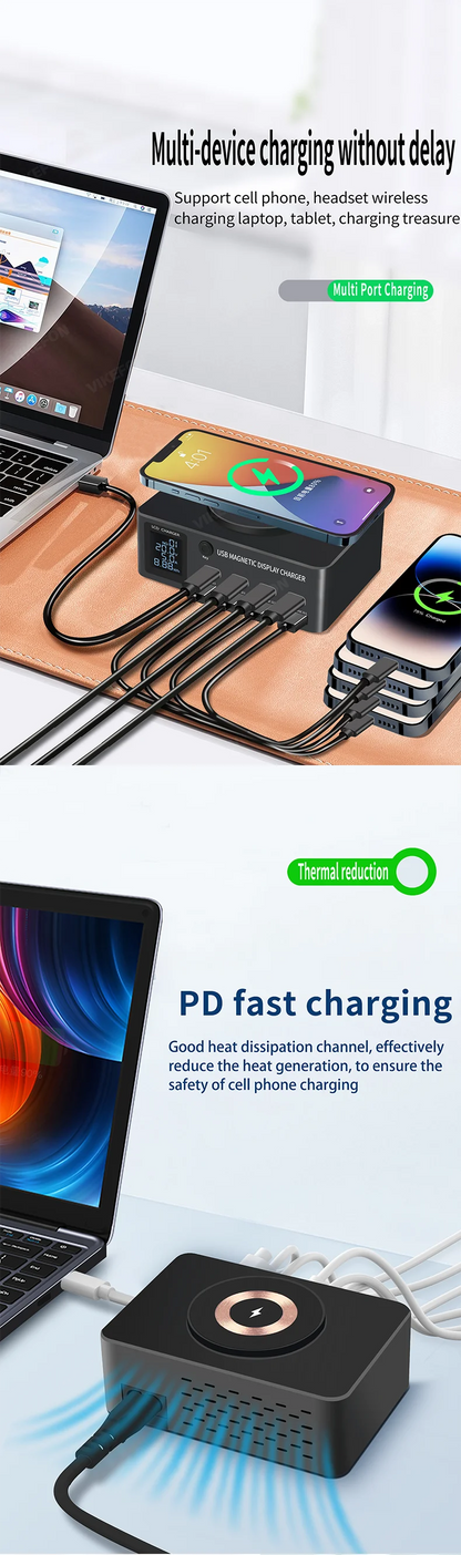1080W GaN USB C Charger 8-Port Desktop Charger Type C 330W PD3.0 PPS QC3.0 Fast Charging for MacBook Tablet Samsung iPhone 15 16