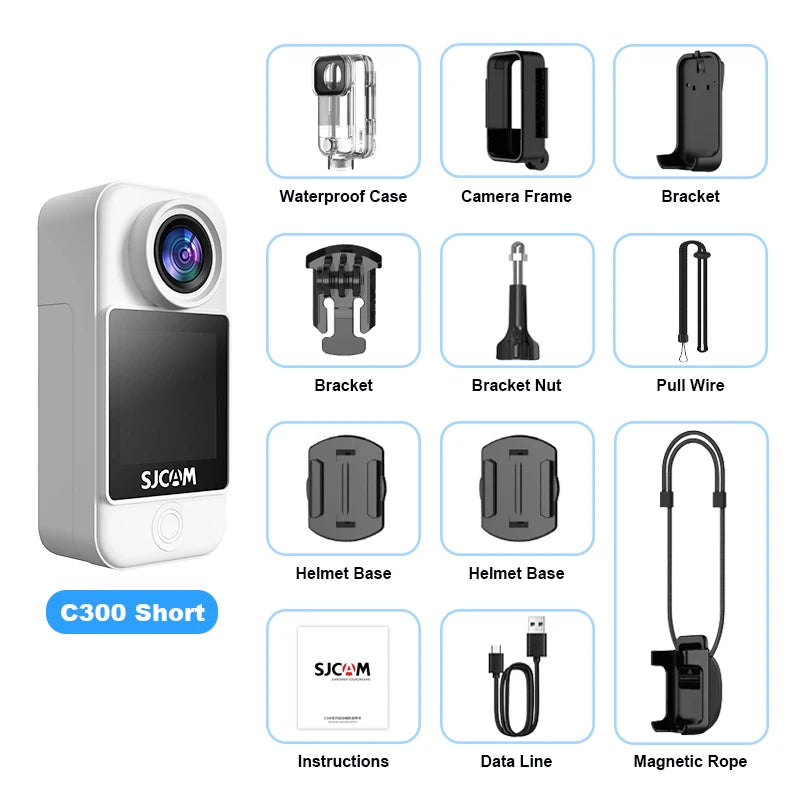 SJCAM C300 Action Camera Long Battery Life 4K 30FPS Six-Axis Gyroscope Anti-Shake Sport Cam 5G WiFi 30M Waterproof Easy To Carry