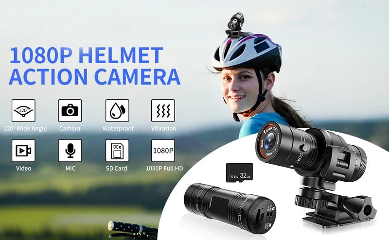 Mini Sport DV Action Sports Camera Flashlight Helmet Full HD 1080P Video Ideal for Bike, Cycle, Motorcycle Waterproof Camcorder