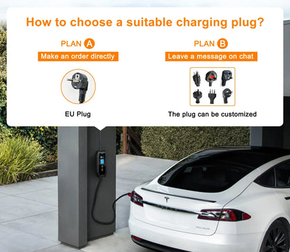 feyree EV Charger Portable 3.5kW Tesla NACS Charger Plug 1.8" LCD Screen with Set Delay Schedule Charging Station for Tesla Cars