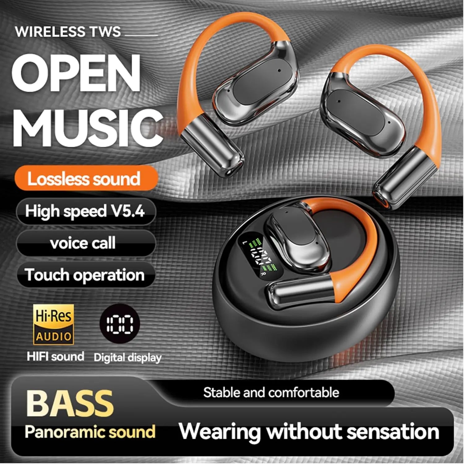 AI Translator Clip-on Headphones 144 Languages Real Time Two-Way Translation Earphones Stereo Sound Wireless Bluetooth Headsets - Universal Market