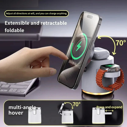 2025 New Qi2 Wireless Charger 3-in-1 Fast Charging Station Stand Folding Holder for iPhone 16 15 14 Pro Max Airpods Apple Watch