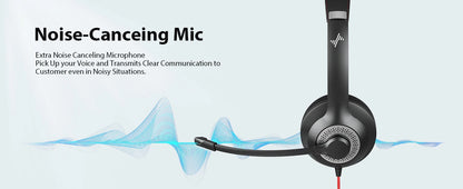 JIAMQISHI USB Headset PC Computer Headphones with Noise Cancelling MIC in-line Control for Home Office Online Class Skype Zoom - Universal Market
