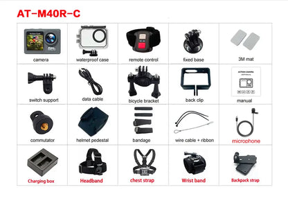 Action Camera 5K 4K 60FPS WiFi Anti-shake Dual Screen 170° Wide Angle 30m Waterproof Sport Camera with Remote Control