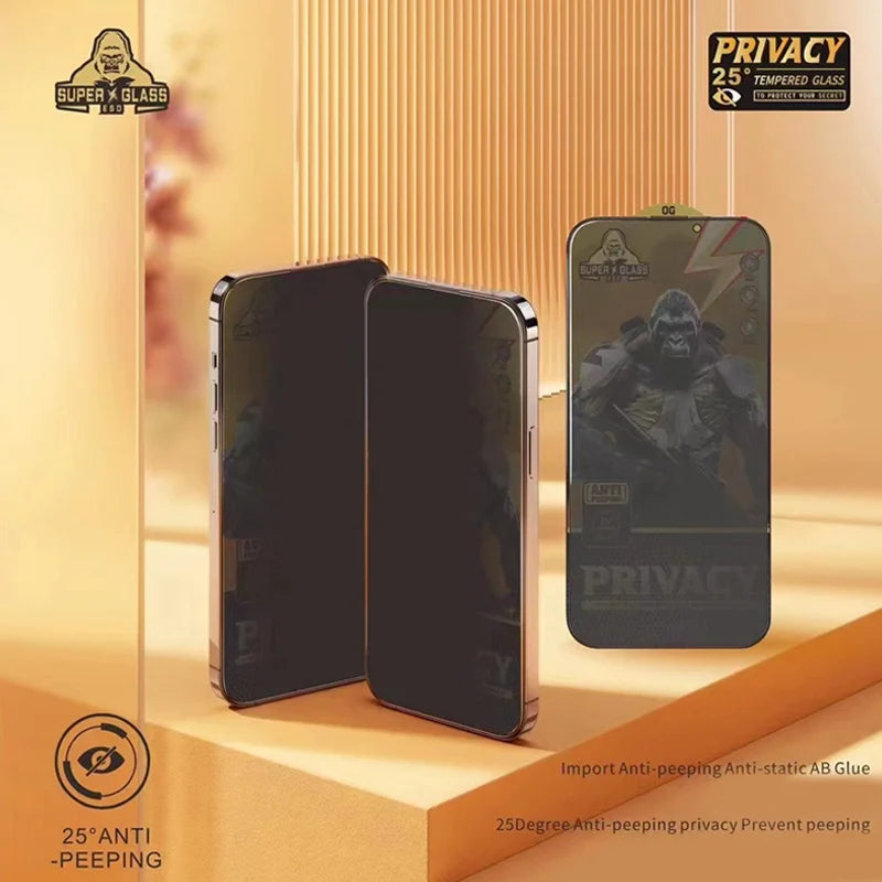 King Kong Gorilla Privacy Screen Protector For iPhone 11 12 13 14 15 Pro Max Anti-spy Tempered Glass For iPhone X XS Max 13 Pro