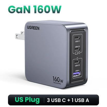 UGREEN 160W GaN Charger PD3.1 Type C QC4.0 3.0 Quick Charge For Macbook Pro Laptop USB Fast Charger For iPhone 17 Xiaomi Tablet