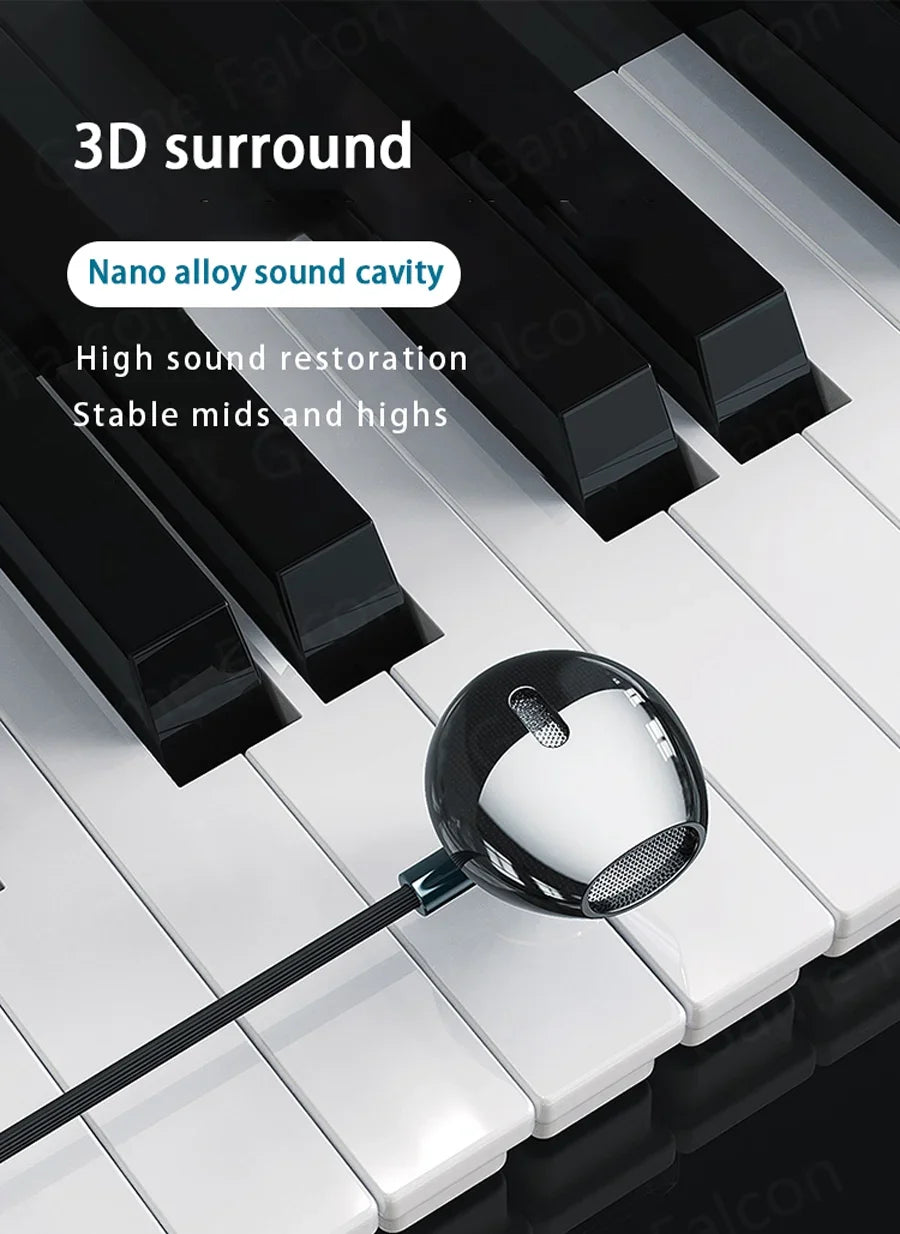 USB Type C Headphone HiFi Bass Stereo Volume Control Mic 3.5mm Wired Earbuds For Galaxy S24 S23 S22 S21 Ultra iPhone 15 Pro Max - Universal Market