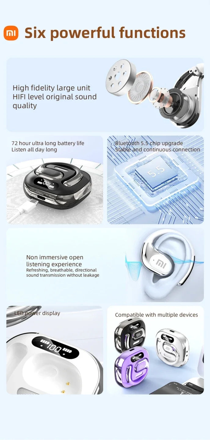Xiaomi K02 Wireless Bluetooth 5.5 Smart with Microphone Noise Cancellation Sports OWS Long Resistance Headphones - Universal Market