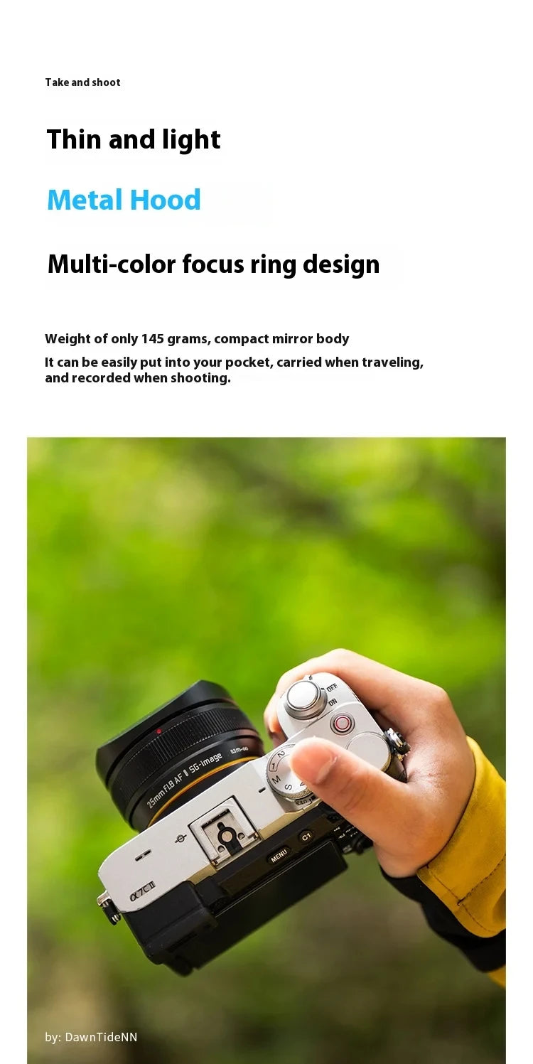 SGimage 25mm F1.8 AF Lens APS-C Large Aperture Prime Camera Portrait Lenses with STM silent motor for Sony E Fuji X Mount - Universal Market