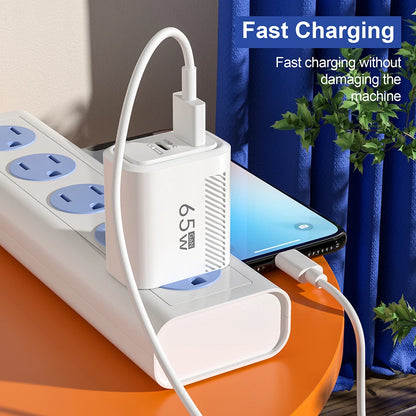 65W GaN Fast Charging USB Type C Charger US/EU Plug PD 3.0 Quick Charge Wall Charger For Phone Adapter For iPhone Huawei Samsung