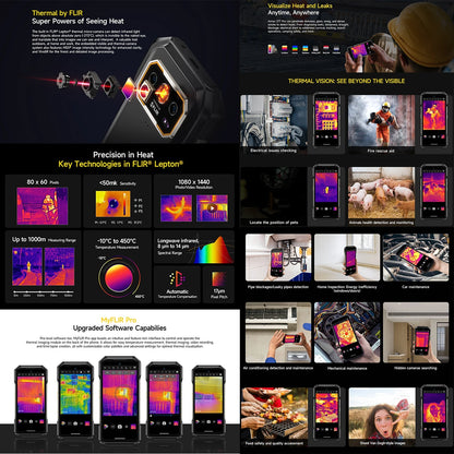 Ulefone Armor 27T Pro Rugged Phone 5G Thermal Imaging 6.78'' 10600mAh 33W 12GB+256GB 64MP Night Vision Camera Android 14 NFC