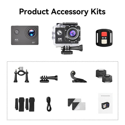 D800 Action Camera Ultra HD 4K/30FPS WiFi 2.0" 170DGPS Screen Helmet Video Recording 4X Zoom Underwater Waterproof Sports Camera