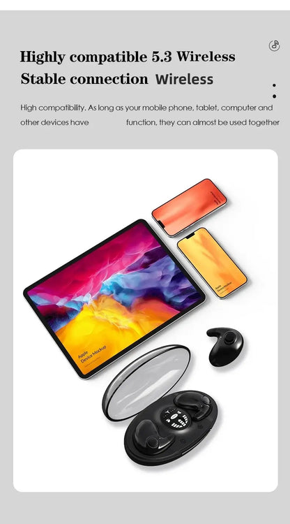 Invisible Sleep Wireless Earphone TWS Bluetooth 5.3 Headphones Hidden Earbuds IPX5 Waterproof Noise Reduction Sports Headset - Universal Market