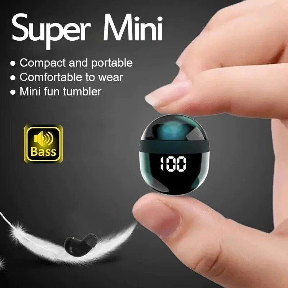 Mini SK18 Invisible Headphones Wireless Bluetooth 5.3 Headphones Bass Sleeping Headphones with Microphone Noise Cancellation HD - Universal Market