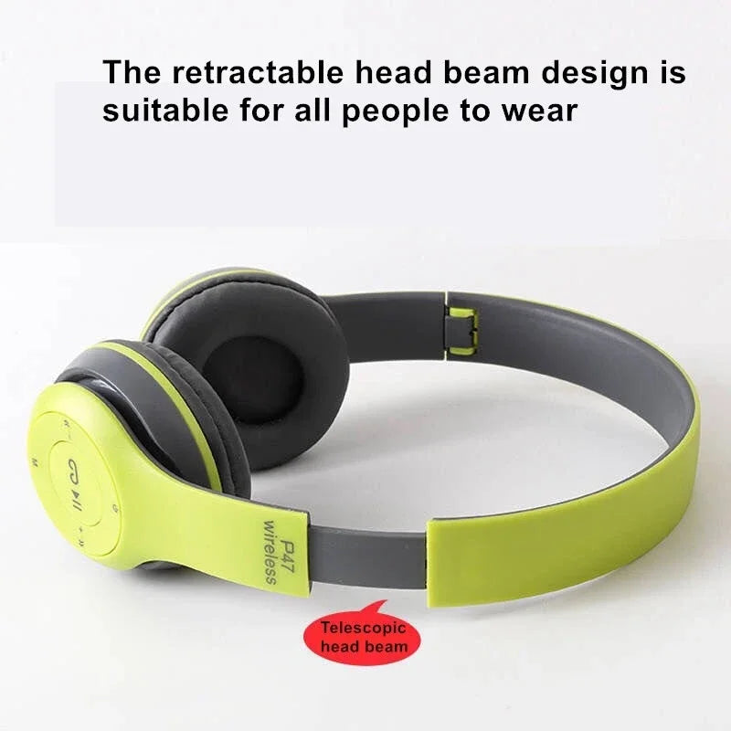 P47 Bluetooth 5.0 Wireless Headphone Foldable HIFI Stereo Bass Earphone Kid Helmet Gift With Mic USB Adaptor For iPhone Game - Universal Market