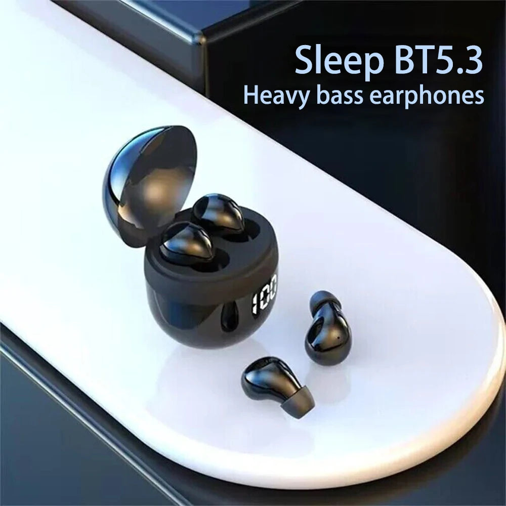Mini SK18 Invisible Headphones Wireless Bluetooth 5.3 Headphones Bass Sleeping Headphones with Microphone Noise Cancellation HD - Universal Market
