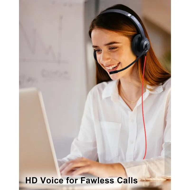JIAMQISHI USB Headset PC Computer Headphones with Noise Cancelling MIC in-line Control for Home Office Online Class Skype Zoom - Universal Market