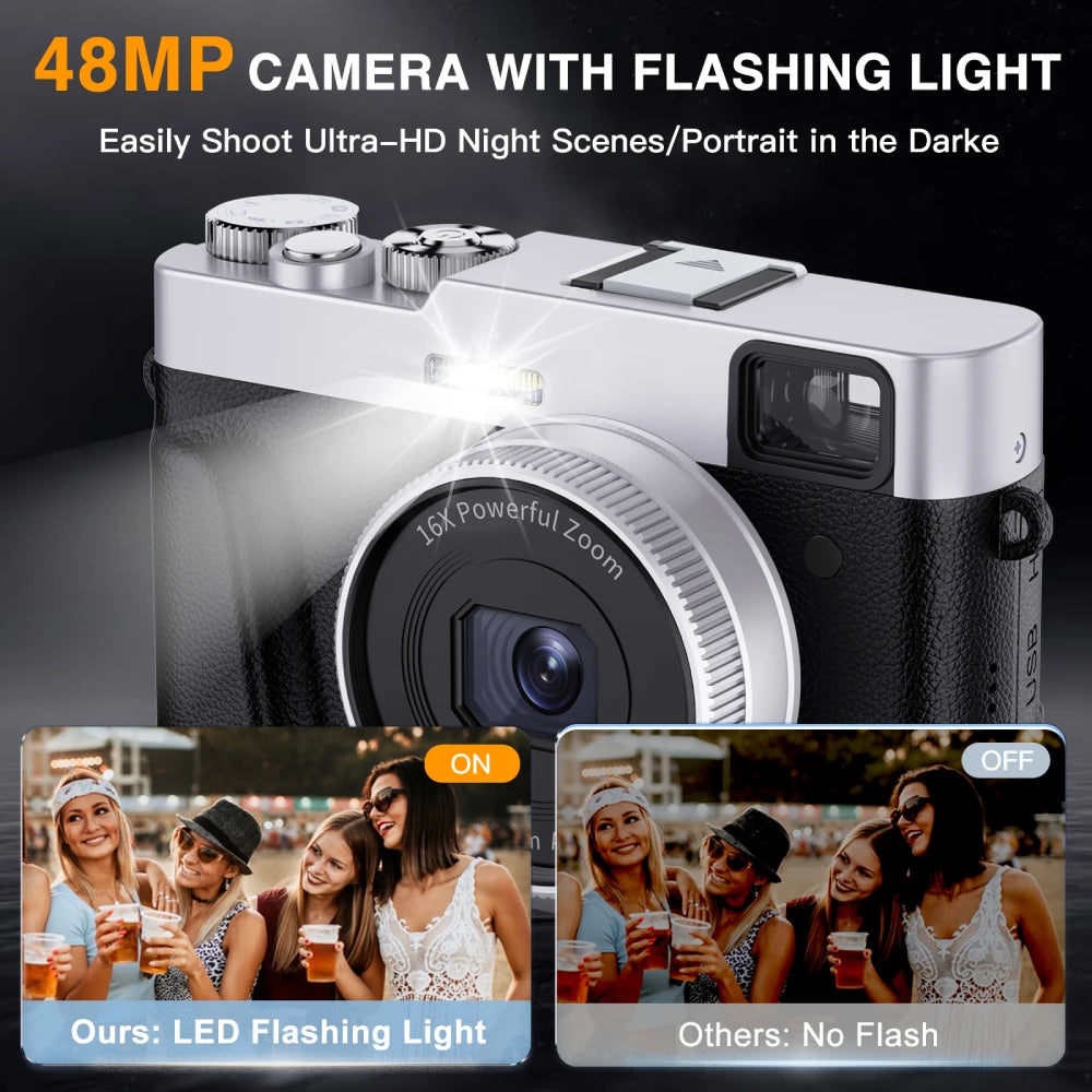 4K Digital Camera Auto Focus 48MP Vlogging Camera for YouTube and Anti-Shake Video Camera with Viewfinder Flash & Dial 16X Zoom - Universal Market
