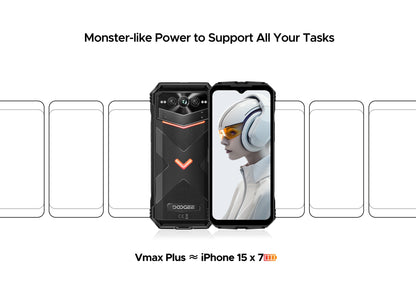 DOOGEE V Max Plus Rugged Phone 22000mAh 36GB(16+20) 512GB 200MP Camera Phone 6.58" 120Hz Dimensity 7050 Android14