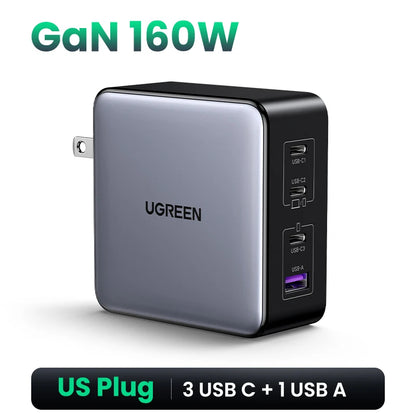 UGREEN 160W GaN Charger PD3.1 Type C For Macbook Pro Laptop USB Fast Charger QC4.0 3.0 Quick Charge For iPhone 17 Xiaomi Tablet