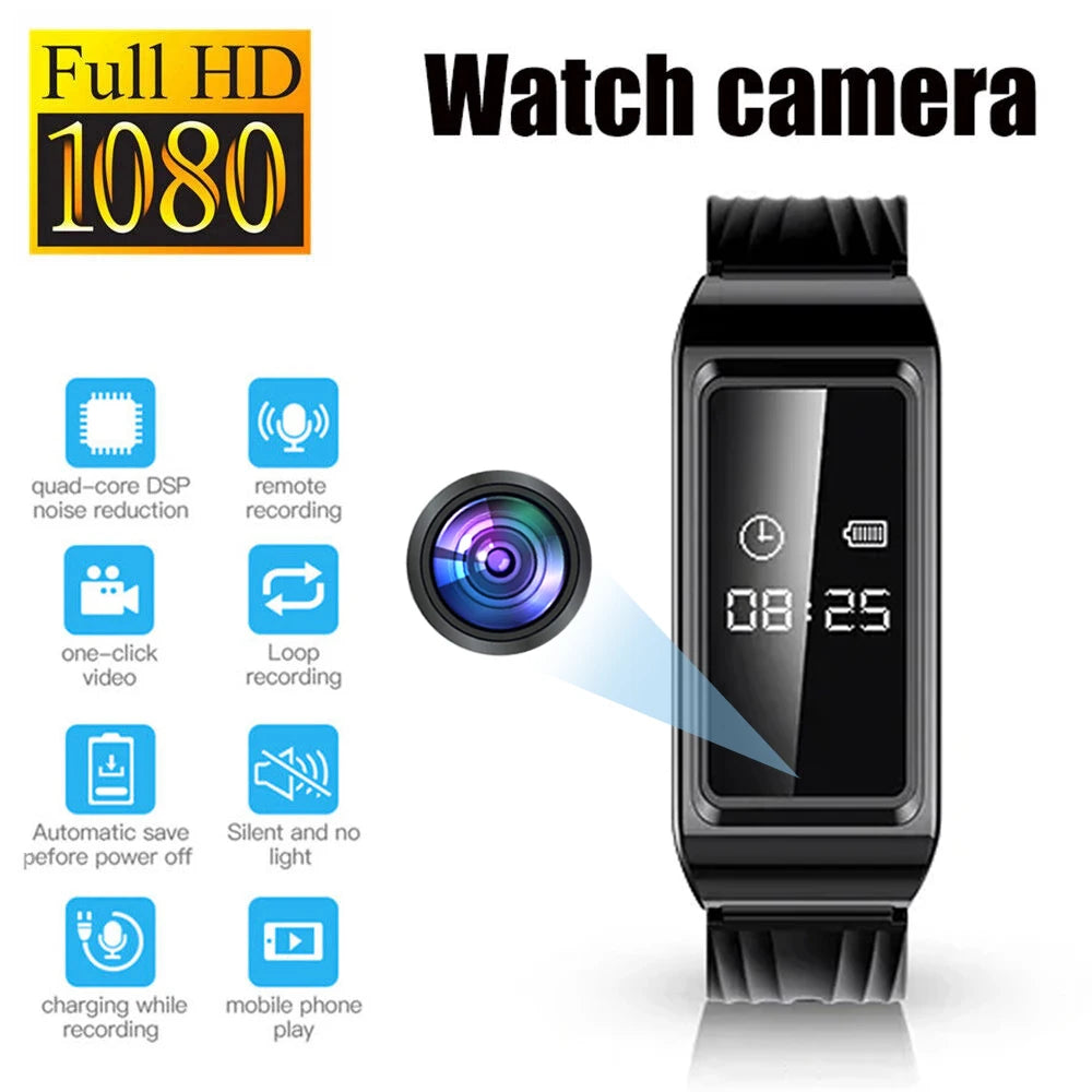 Mini Camera Watch Voice Video Recorder 1080P HD DV Professional Digital Bracelet Dictaphone Sound Small Micro For Home Secure - Universal Market