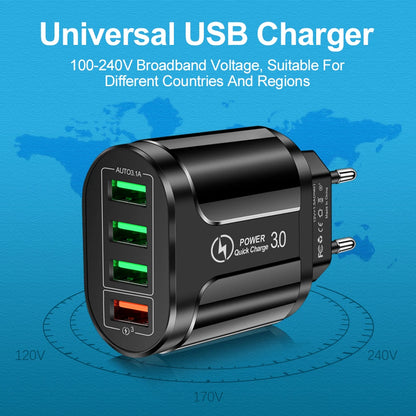 Vumpach 4 Ports USB Fast Charger Quick Charge 3.0 48W Wall Mobile Phone Fast Charging For iPhone Samsung Xiaomi  Adapter Travel