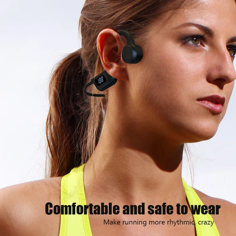JS7 Bone Conduction Headphones Tf Card Digital Display Fone Headset Hands-free Call Auriculares Sports Open-ear Earphone - Universal Market