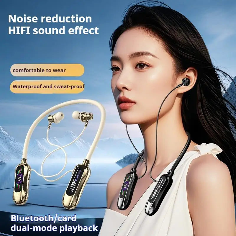 Sports Car Shape Stereo Sound Neckband LED Display Wireless Bluetooth Headphones Magnetic in-ear Headsets Sports Gamer Earphones - Universal Market