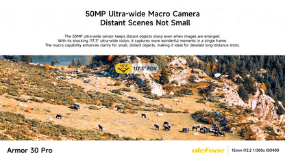 Ulefone Armor 30 Pro 5G Rugged Phone Android 14 Smartphone 6.95" 120Hz 32GB+512GB 12800mAh Night Camera 64MP NFC