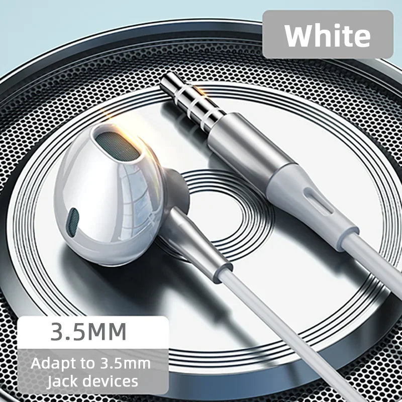 USB Type C Headphone HiFi Bass Stereo Volume Control Mic 3.5mm Wired Earbuds For Galaxy S24 S23 S22 S21 Ultra iPhone 15 Pro Max - Universal Market