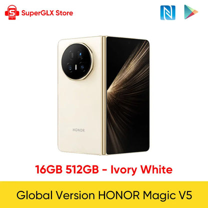 2025 New Global Version HONOR Magic V5 5G Foldable Smartphone 7.95" LTPO OLED Display Snapdragon 8 Elite 5820mAh 66W Wired NFC