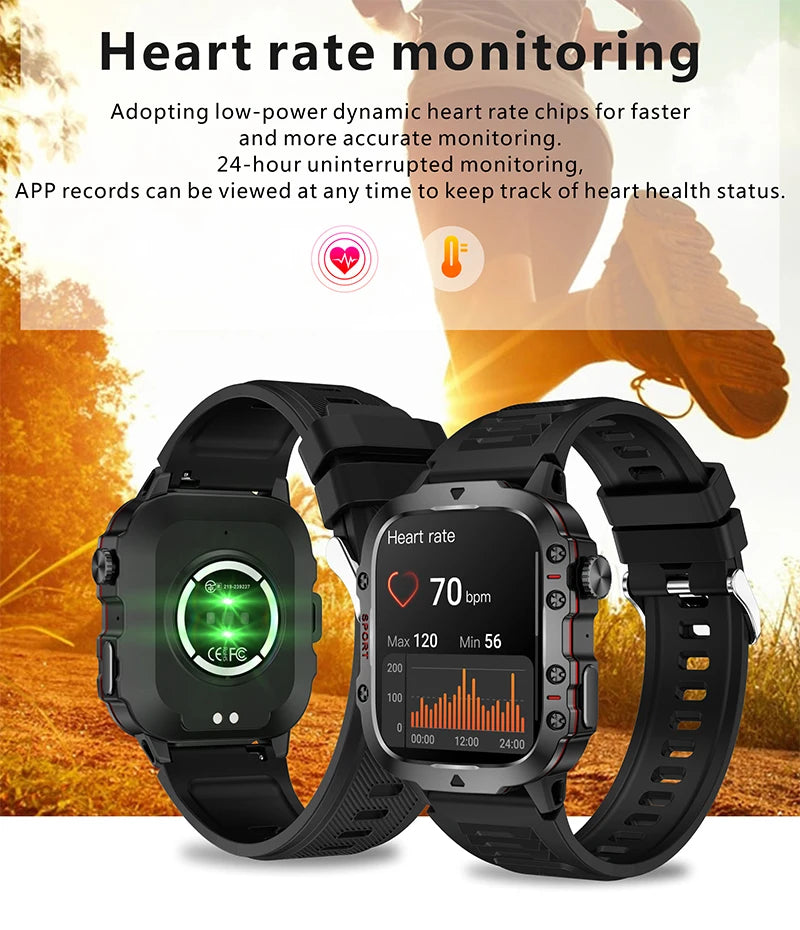 2025 Outdoor Smart Watch Men 2.01" Screen 3ATM Waterproof Watches Bluetooth Call Ai Voice Sport Smartwatch For Android IOS Phone