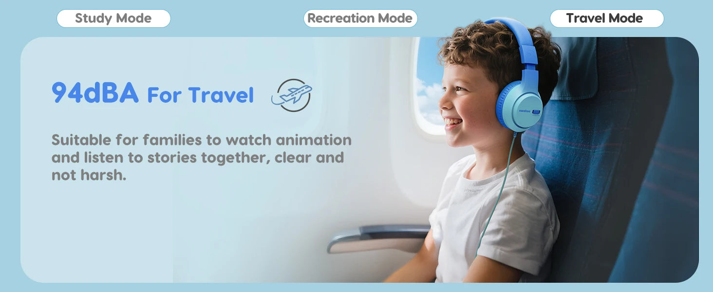 AWATRUE HK07 Kids Wired Headphones Stereo Sound Earphone with Mic Music Study Headset Limited Volume 74dB/85dB for Children - Universal Market