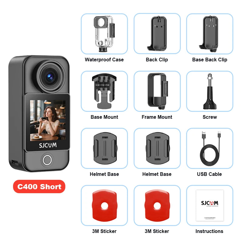 SJCAM C400 4K 30fps Dual Screen Action Camera with 90 Degree Flip Touch Screen 6 Axis Gyro Stabilization Long Battery Life - Universal Market