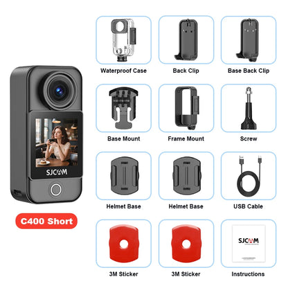 SJCAM C400 4K 30fps Dual Screen Action Camera with 90 Degree Flip Touch Screen 6 Axis Gyro Stabilization Long Battery Life - Universal Market