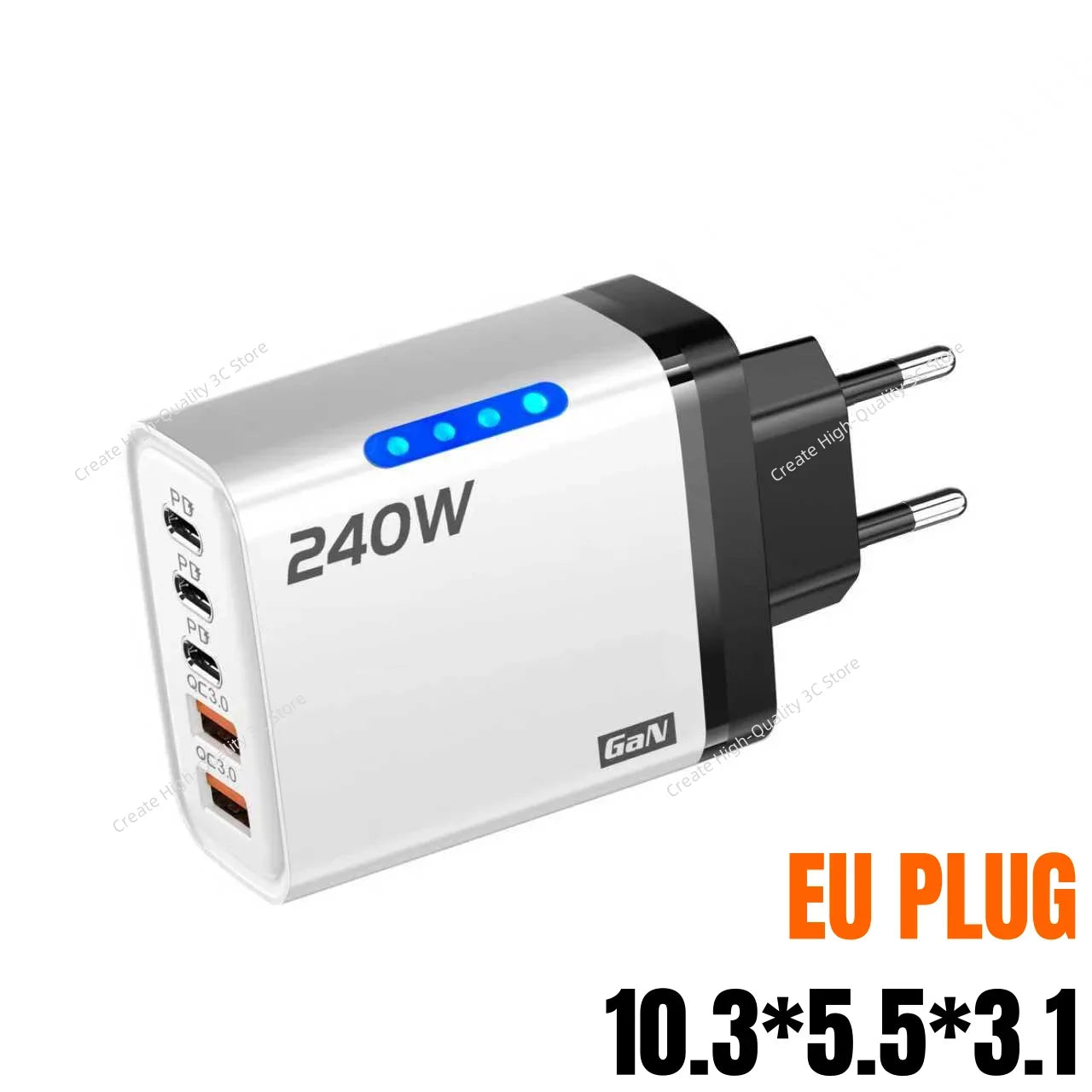 Xiaomi 240W QC3.0 PD 5 Ports GaN Fast Charger EU/US Plug Phone Charging Head Adapter with LED Light for iPhone Samsung Xiaomi