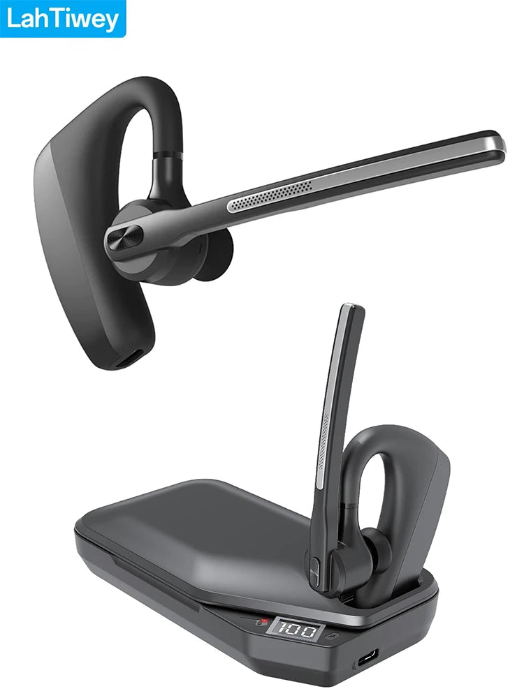 Bluetooth Headset, Wireless Earpiece with Charging Case, Bluetooth Headphones with Dual-Mic Noise Cancelling for Trucker Office - Universal Market
