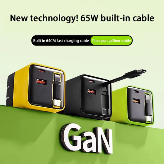 Xiaomi Mijia 65W GaN PD USB-C Charging Head Fast Charger With Built-in 80cm TypeC Cable Suitable for iPhone16 15 Promax NEW 2025