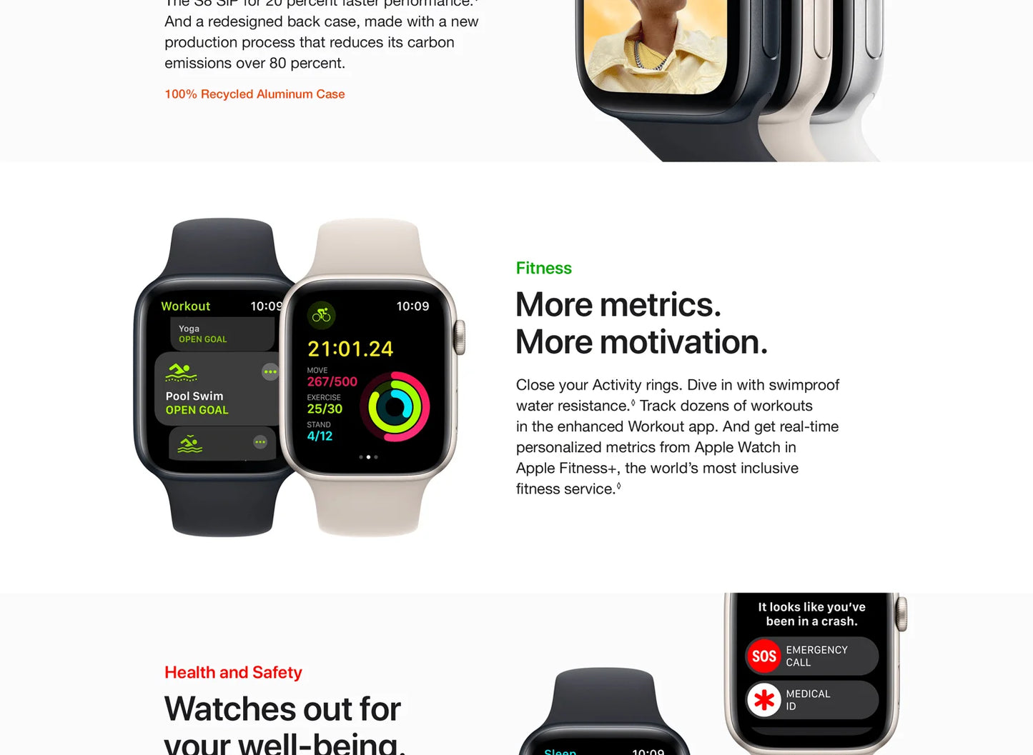 100% Original Apple Watch SE (2nd Gen) 40mm / 44mm Aluminum Case with Sport Band iOS SmartWatch