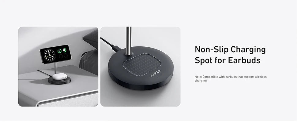 Anker MagSafe Charger Stand Compatible, MagGo 2-in-1 Charging Station, 【Upgraded】 Qi2 Certified 15W Wireless Charger Stand, for