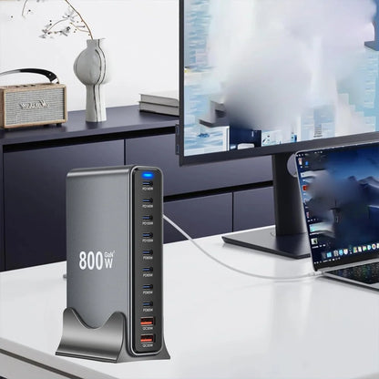 2025 New 800W GaN Fast Charging PD3.1 PPS 10 Ports USB C Type C Fast Charger Station Adapters for iPhone Samsung Xiaomi Huawei