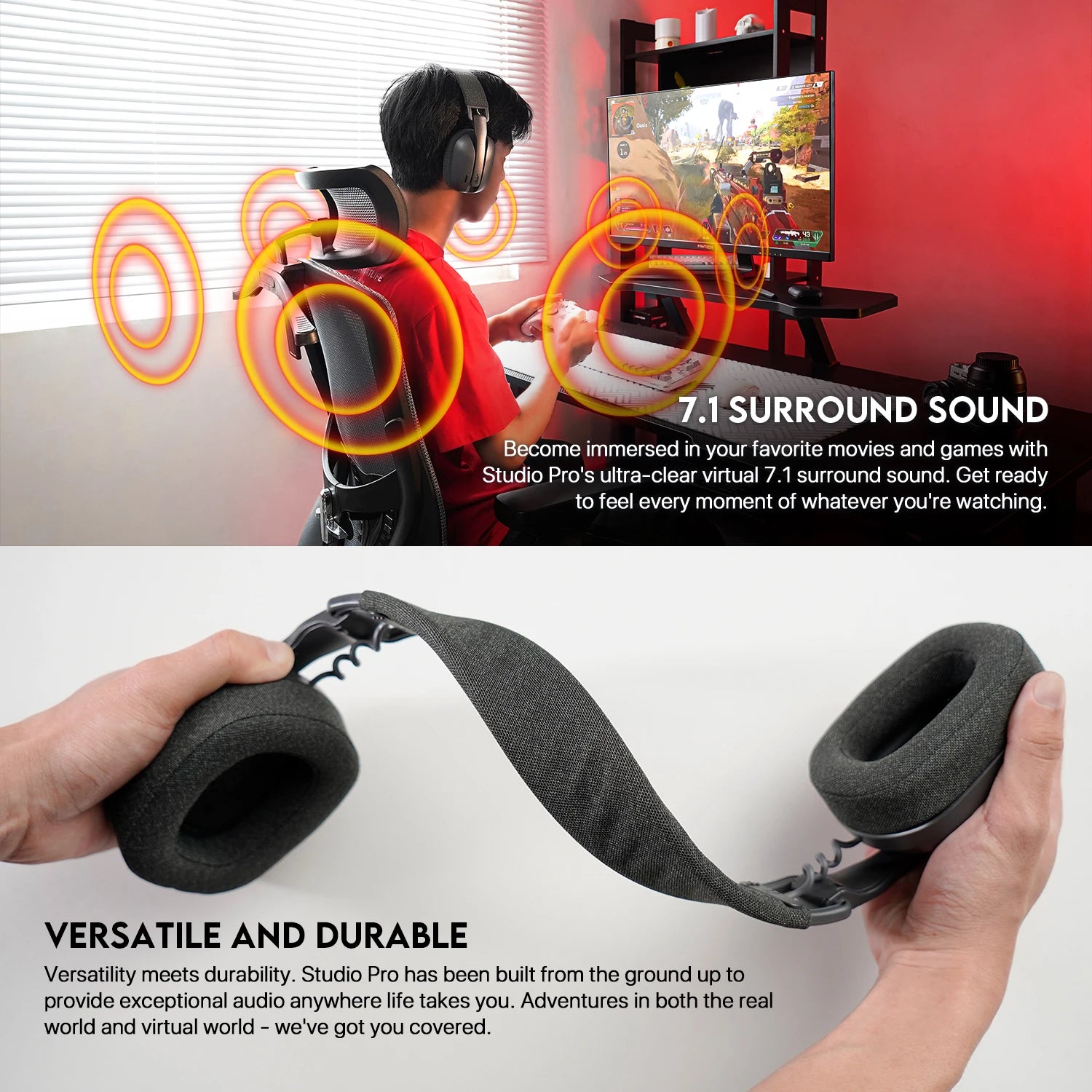 FANTECH WHG03P STUDIO PRO Gaming Headphones Wired& Wireless Bluetooth 7.1 Surround Headset With Noise Reduction Mic For PS5 XBOX - Universal Market