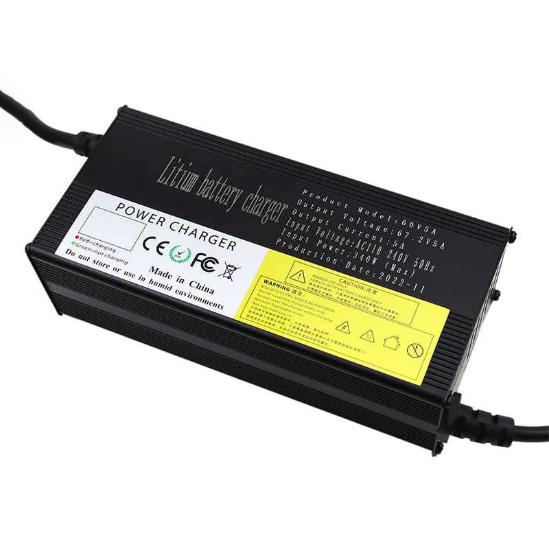 NEW 60V Lithium Battery Charger 67.2V 16S 5A 8A 10A 12A 15A 20A High-power Smart Band Display Rapid Charging Metal Shell