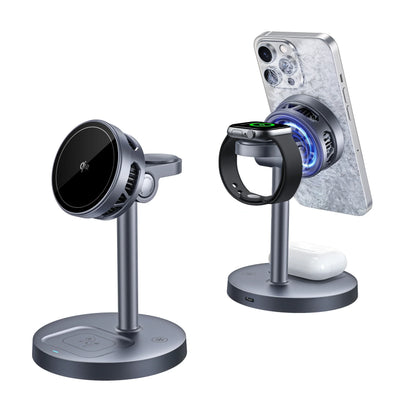3 in 1 Qi2 15W Magnetic Wireless Charger Phone Stand For Magsafe iPhone 17-12 Pro Max 14 13 12 Apple Watch 10~2 AirPods 4 Pro