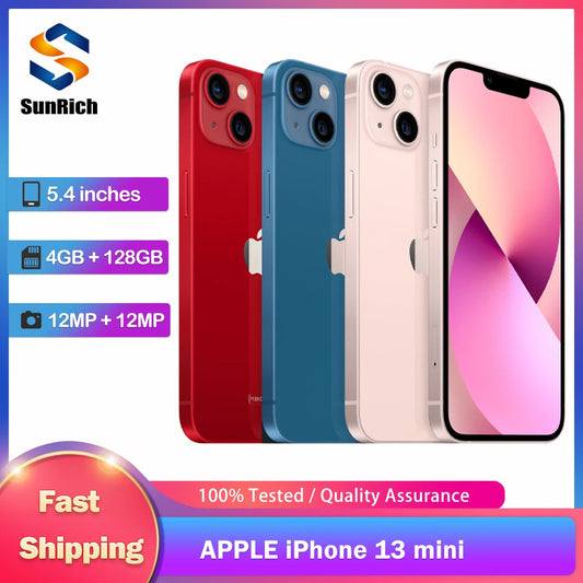 Original Apple iPhone 13 Mini Mobile Phone NFC Face ID 4GB RAM 128/256/512GB ROM 5.4'' OLED Screen A15 Hexa-Core SmartPhone