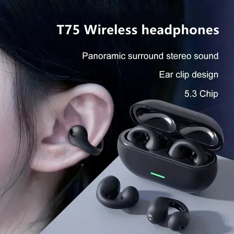 New Original T75 Bone Conduction Wireless Bluetooth 5.3 Headphones Sports Earphones HiFi Sound Quality Waterproof TWS Headset - Universal Market