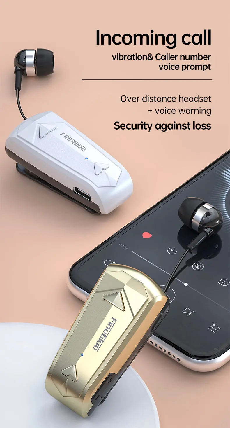 Fineblue F520 Mini Wireless Earphone Bluetooth 5.3 Retractable Headset in Lotus One Ear Calls Remind Vibration Sport Headphone - Universal Market